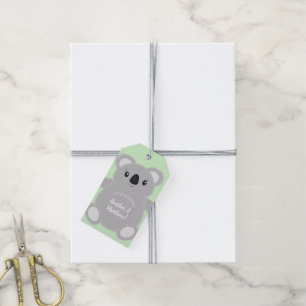 Green Koala Bear Baby Shower Gift Tags