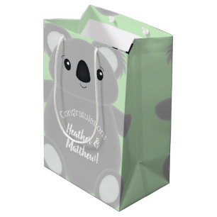 Green Koala Bear Baby Shower Medium Gift Bag