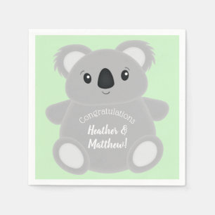 Green Koala Bear Baby Shower Napkin