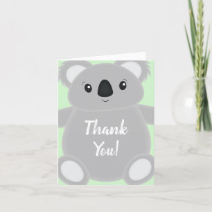 Green Koala Bear Baby Shower Thank You Card