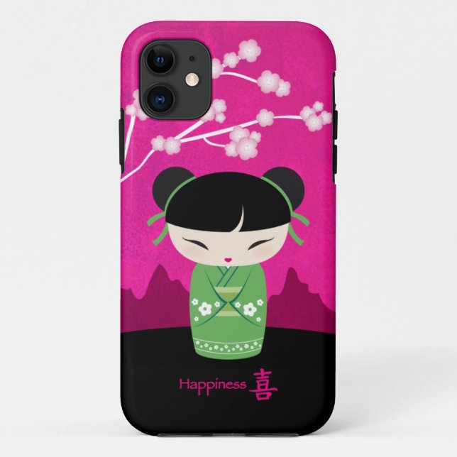 Green Kokeshi - happiness Case-Mate iPhone Case (Back)