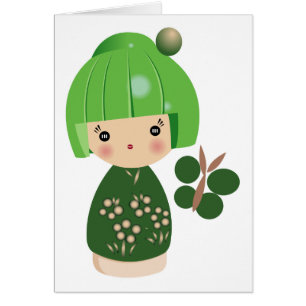 Green Kokeshi Triplet Card