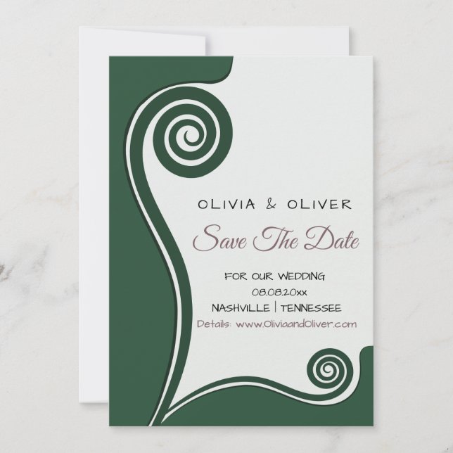 Green Koru - New Beginnings - Save Our Date (Front)