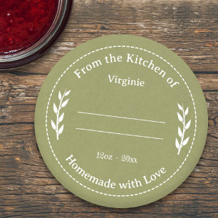 Green Kraft & Rustic Made with Love Label Sticker