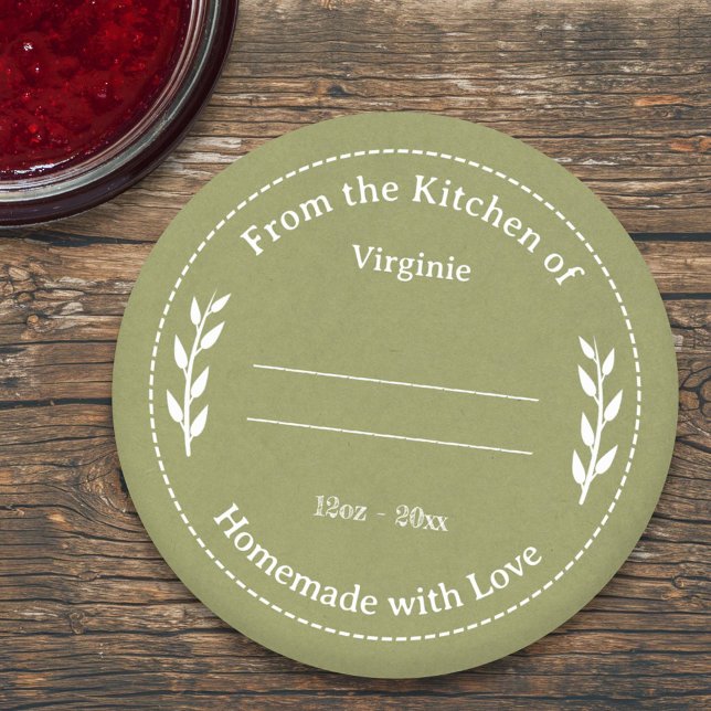Green Kraft & Rustic Made with Love Label Sticker (Green Kraft & Rustic Made with Love Label Sticker)