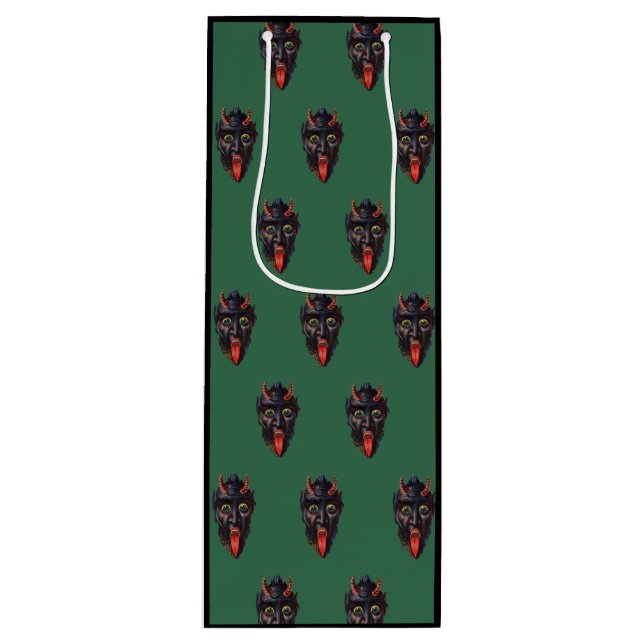 Green Krampus  Wine Gift Bag (Front)