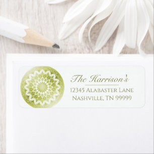 Green Lace Mandala Wedding Address Return Address Label