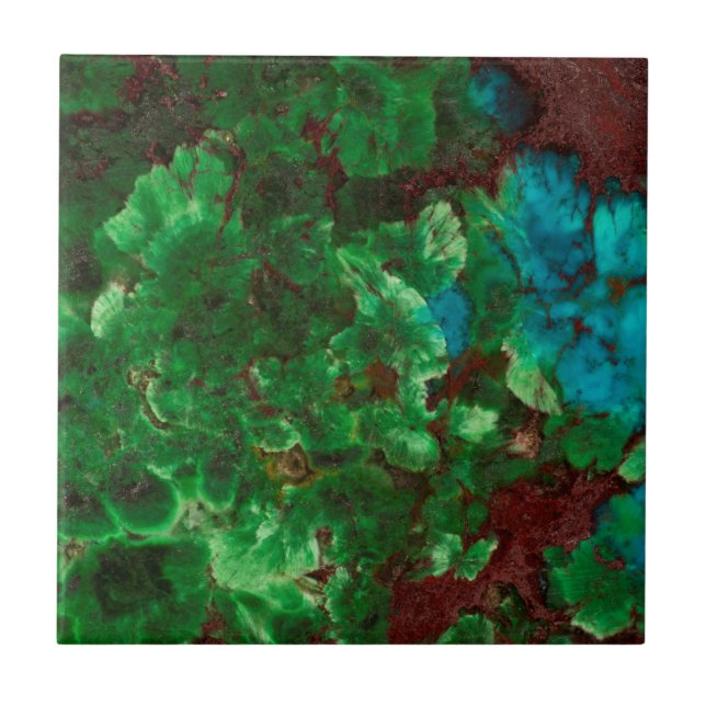 Green Laced Shattuckite Ceramic Tile (Front)