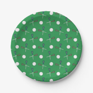 Green lacrosse pattern paper plate