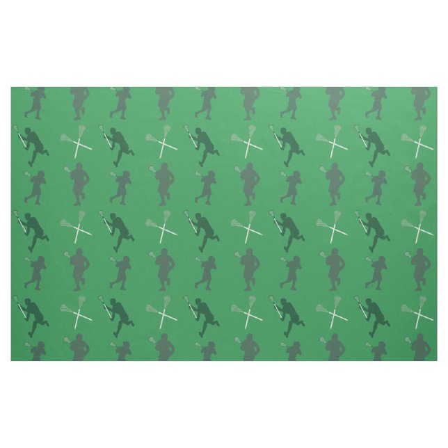 Green lacrosse silhouettes fabric (Yard)