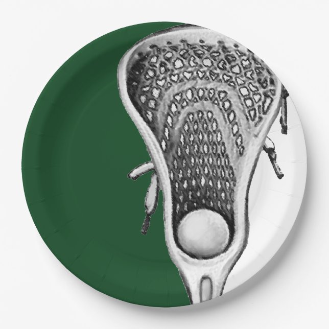 Green Lacrosse Sports Party Paper Plate (Front)