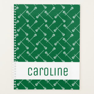 Green Lacrosse White Sticks Patterned Planner