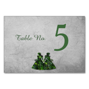 Green Ladies Ivy & Silver Handfasting Table Card