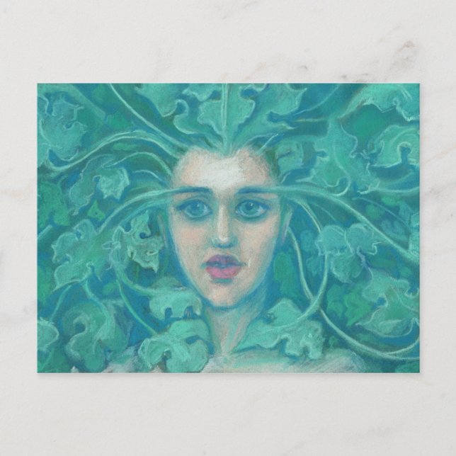 Green Lady / Forest Queen, fantasy art Postcard (Front)