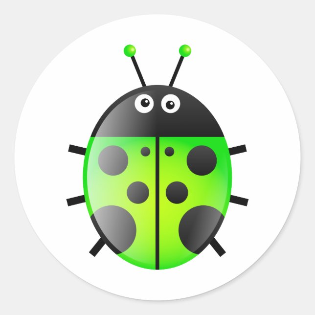 Green Ladybug Classic Round Sticker (Front)