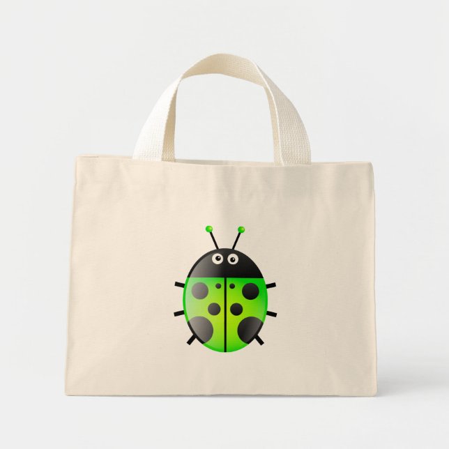 Green Ladybug Mini Tote Bag (Front)