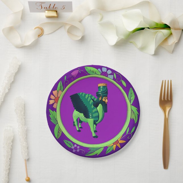 Green Lamassu Paper Plate (Wedding)