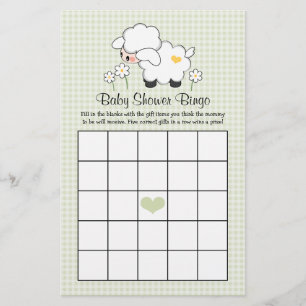 Green Lamb Baby Shower Bingo
