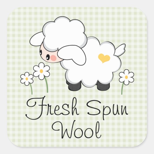 Green Lamb Baby Shower Labels Stickers (Front)