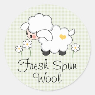 Green Lamb Baby Shower Labels Stickers Round