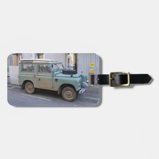 Green Land Rover Luggage Tag (Front Horizontal)