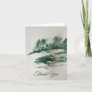 Green landscape abstract  thank you card