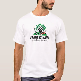 Green Landscape Logo House Tree Lawn Mower Garden T-Shirt
