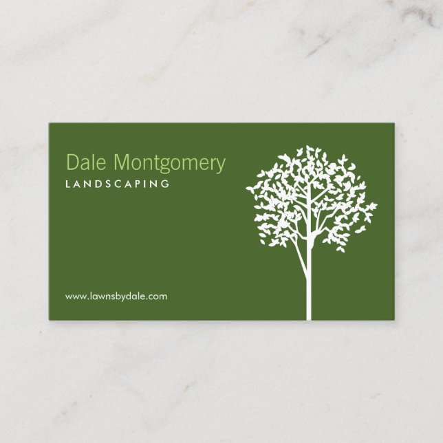 Green Landscaping, Lawn Care, Trees Business Card (Front)