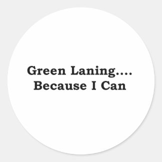 Green laning black classic round sticker