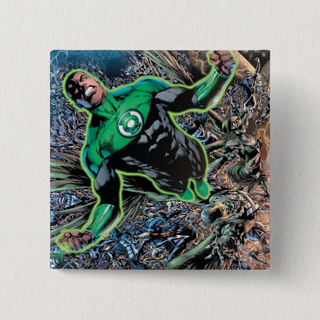 Green Lantern and the Moon 15 Cm Square Badge (Front)