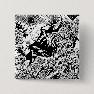 Green Lantern and the Moon - Black and White 15 Cm Square Badge