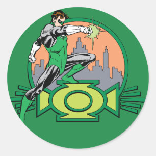 Green Lantern City Background and Logo Classic Round Sticker