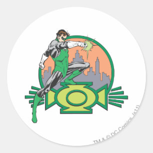 Green Lantern & Cityscape Classic Round Sticker