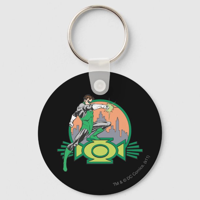Green Lantern & Cityscape Key Ring (Front)