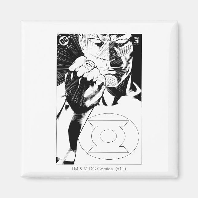 Green Lantern close up cover, Black and White Magnet (Front)