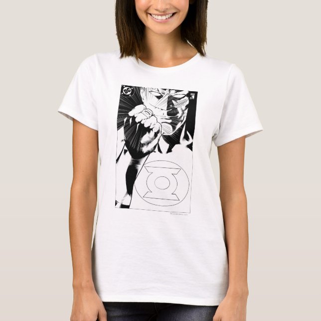 Green Lantern close up cover, Black and White T-Shirt (Front)