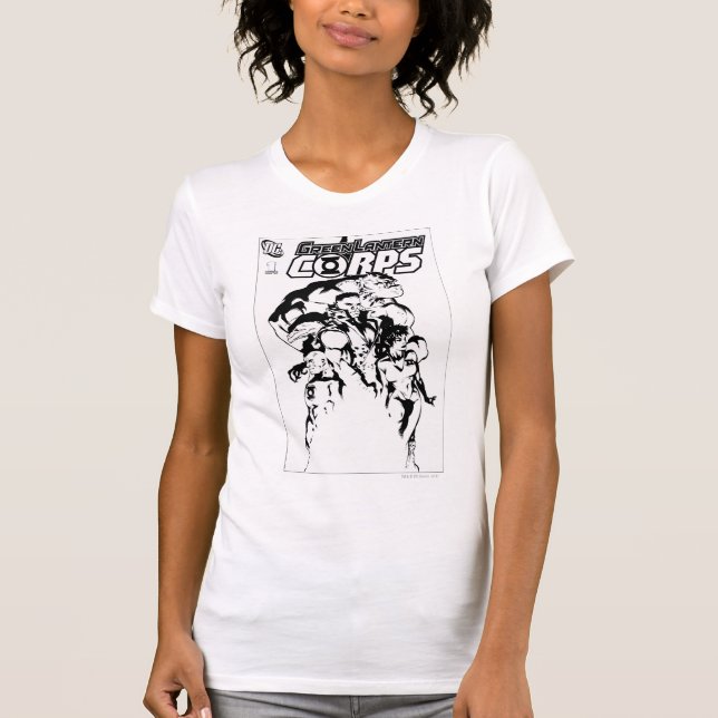 Green Lantern Corps, Black and White T-Shirt (Front)