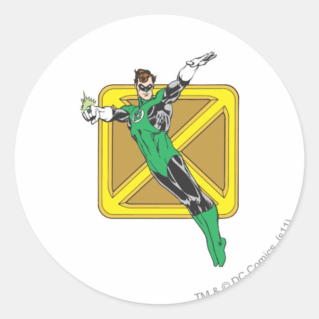 Green Lantern Extends Arms Classic Round Sticker (Front)