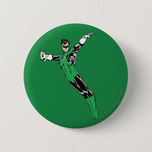 Green Lantern Fly Up 6 Cm Round Badge (Front)