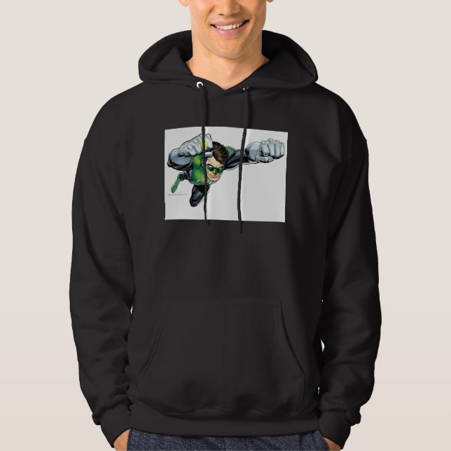 Green Lantern - Fully Rendered,  Flying Right Hoodie (Front)