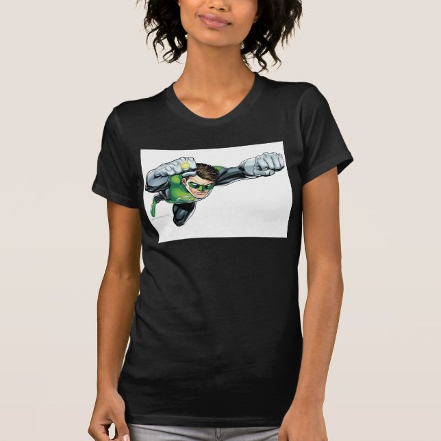 Green Lantern - Fully Rendered,  Flying Right T-Shirt (Front)