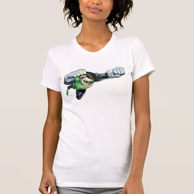 Green Lantern - Fully Rendered,  Flying Right T-Shirt (Front)