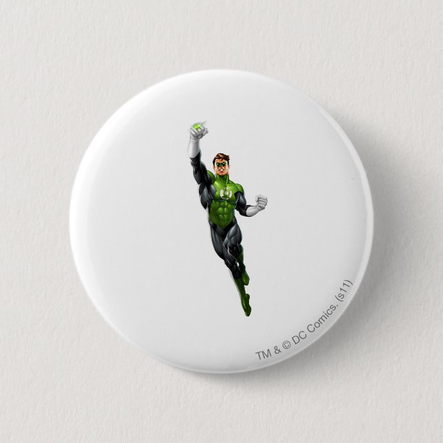 Green Lantern - Fully Rendered,  Flying Up 6 Cm Round Badge (Front)