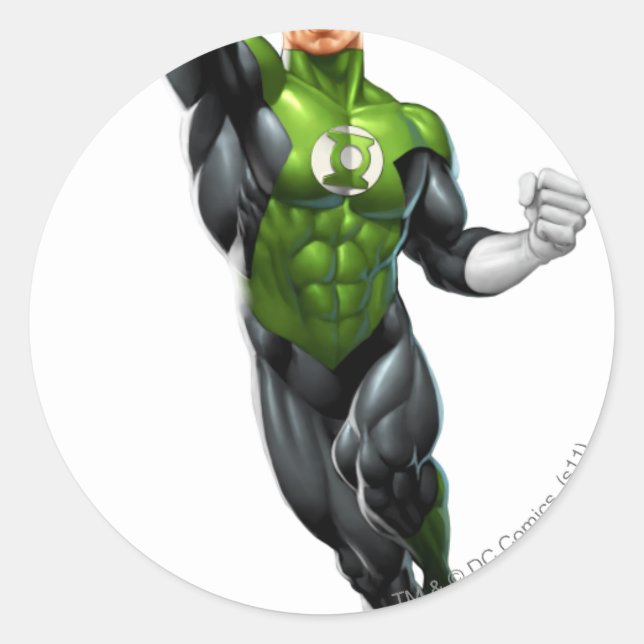 Green Lantern - Fully Rendered,  Flying Up Classic Round Sticker (Front)