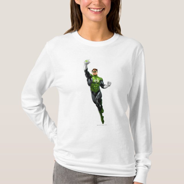 Green Lantern - Fully Rendered,  Flying Up T-Shirt (Front)