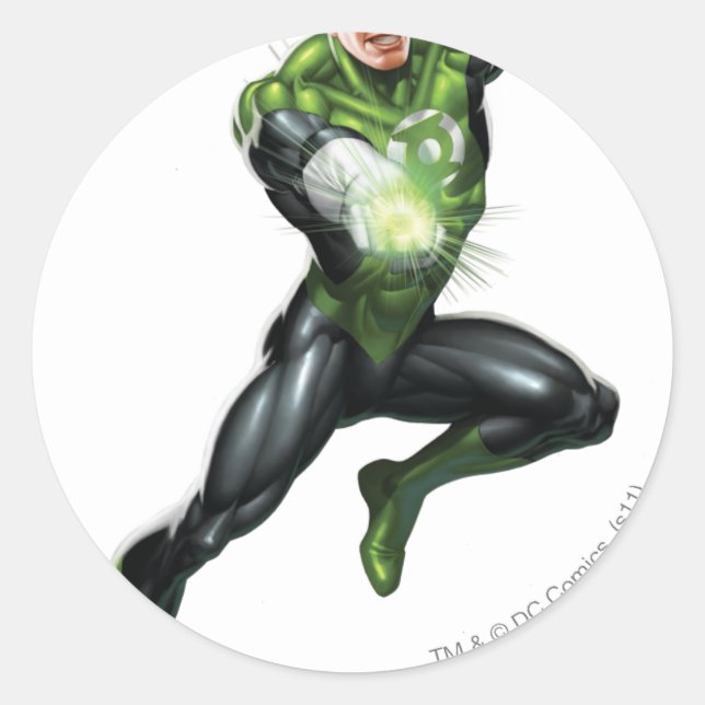 Green Lantern - Fully Rendered,  Jumping Classic Round Sticker (Front)