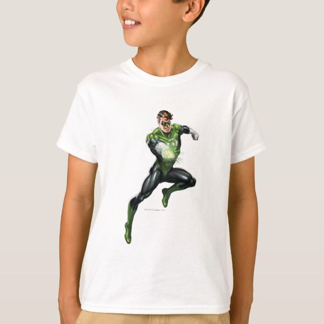 Green Lantern - Fully Rendered,  Jumping T-Shirt (Front)
