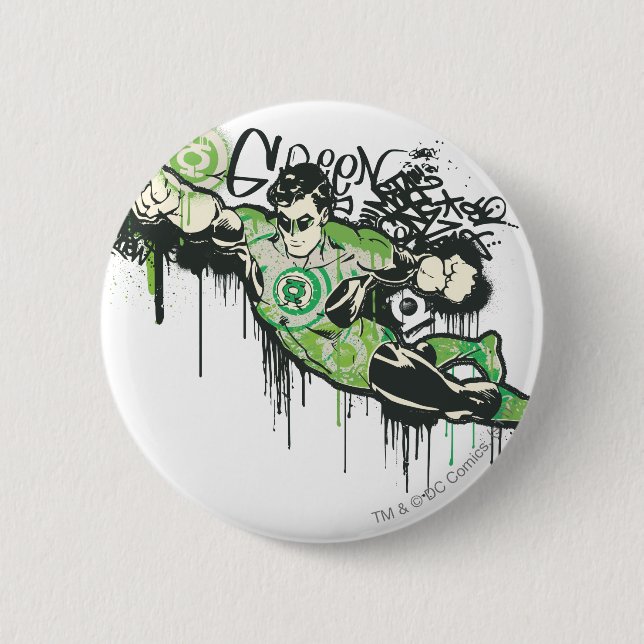 Green Lantern Graffiti Character 6 Cm Round Badge (Front)