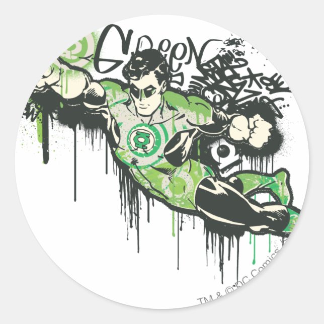 Green Lantern Graffiti Character Classic Round Sticker (Front)