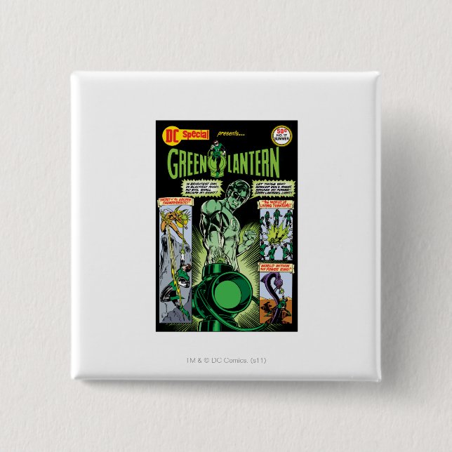 Green Lantern  - Green Shaded Comic 15 Cm Square Badge (Front)